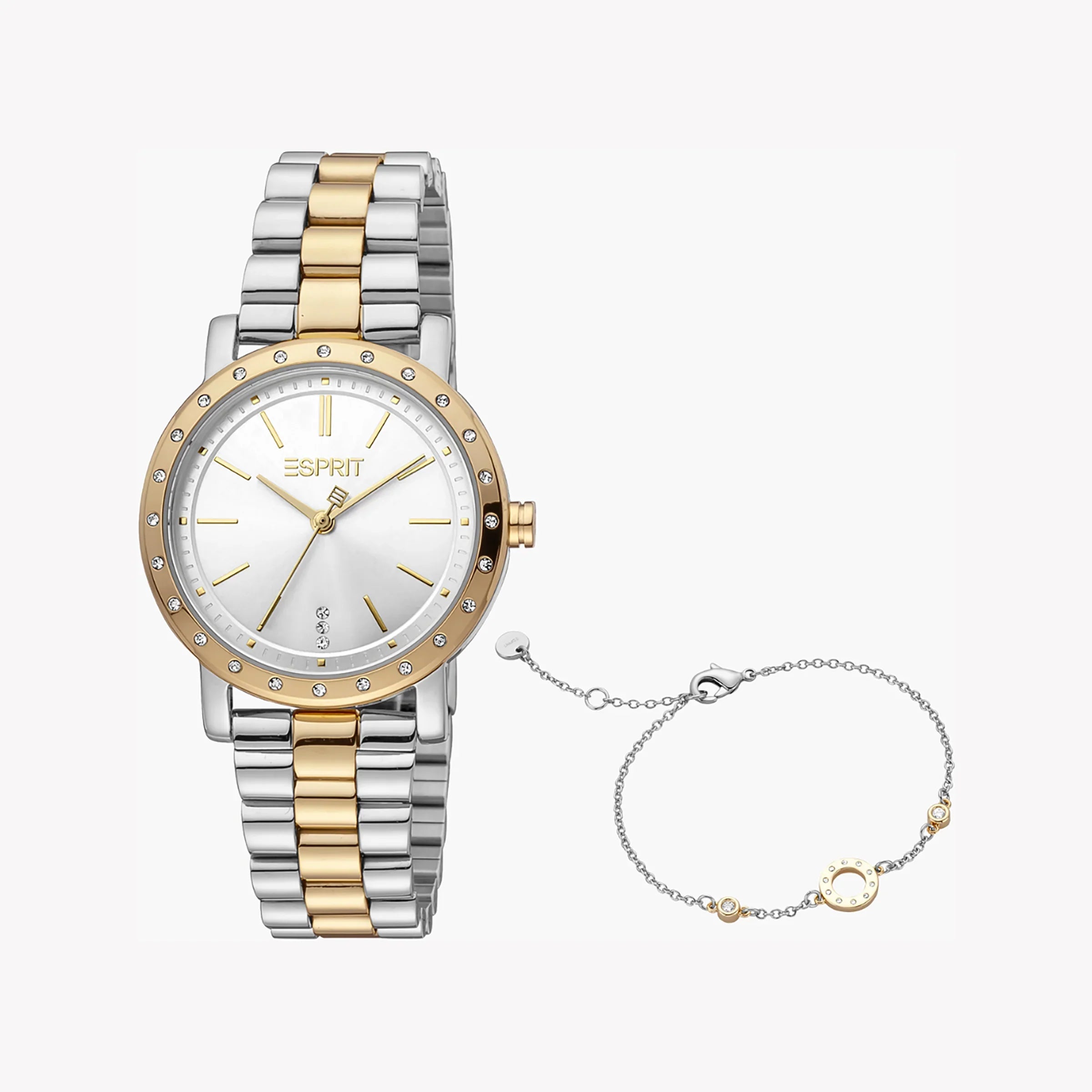 Esprit Women's Silver & Gold Stainless Steel Watch, Silver Dial | Es1l194m0045