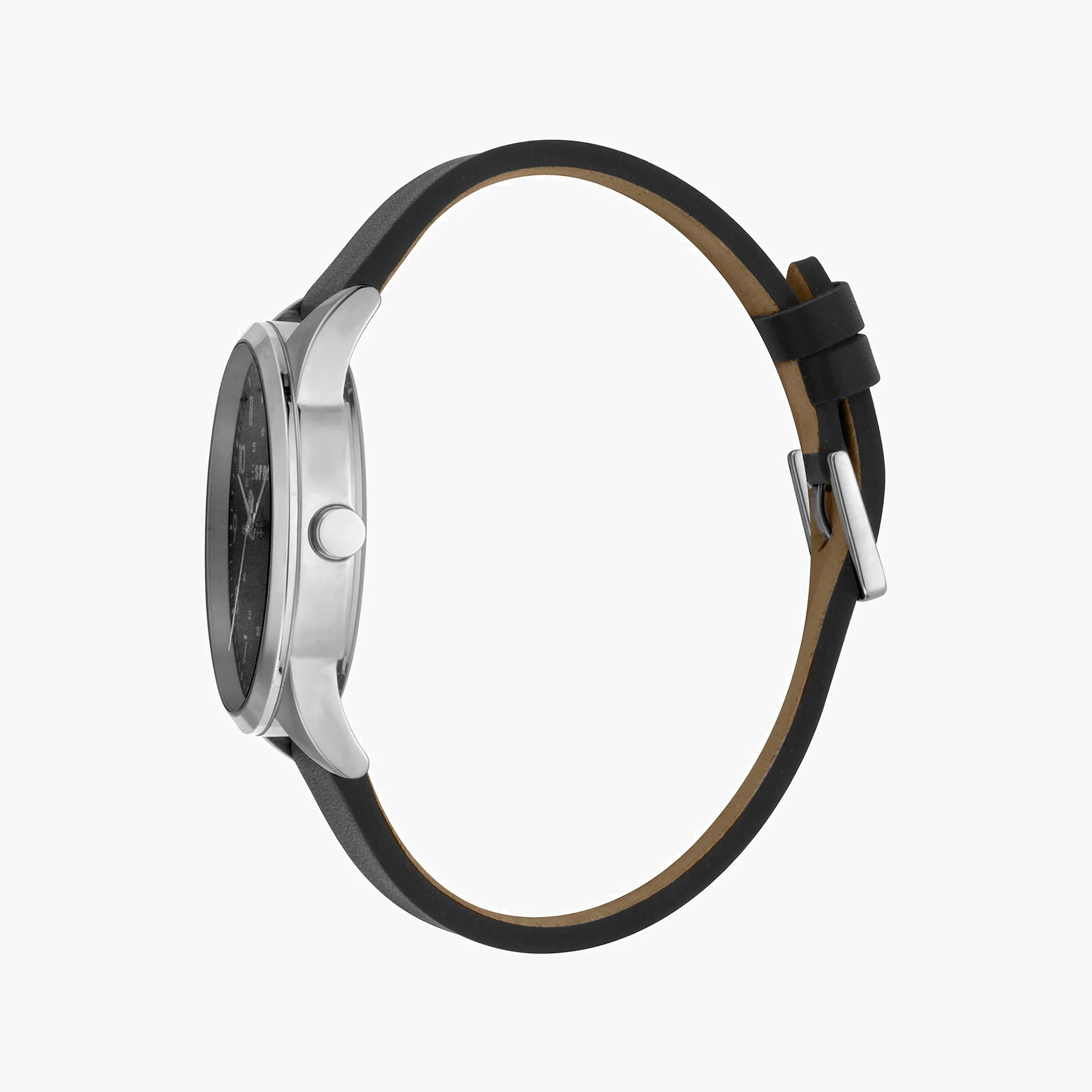 Esprit Men's Stainless Steel Black Leather Watch, Black Dial | Es1g068m0035