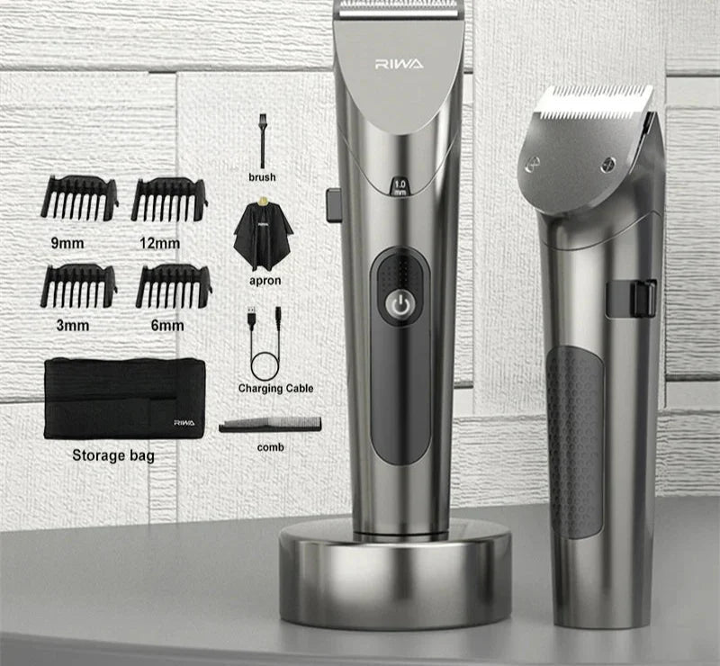 Washable Rechargeable Hair Clipper Professional Barber Trimmer Grey-1