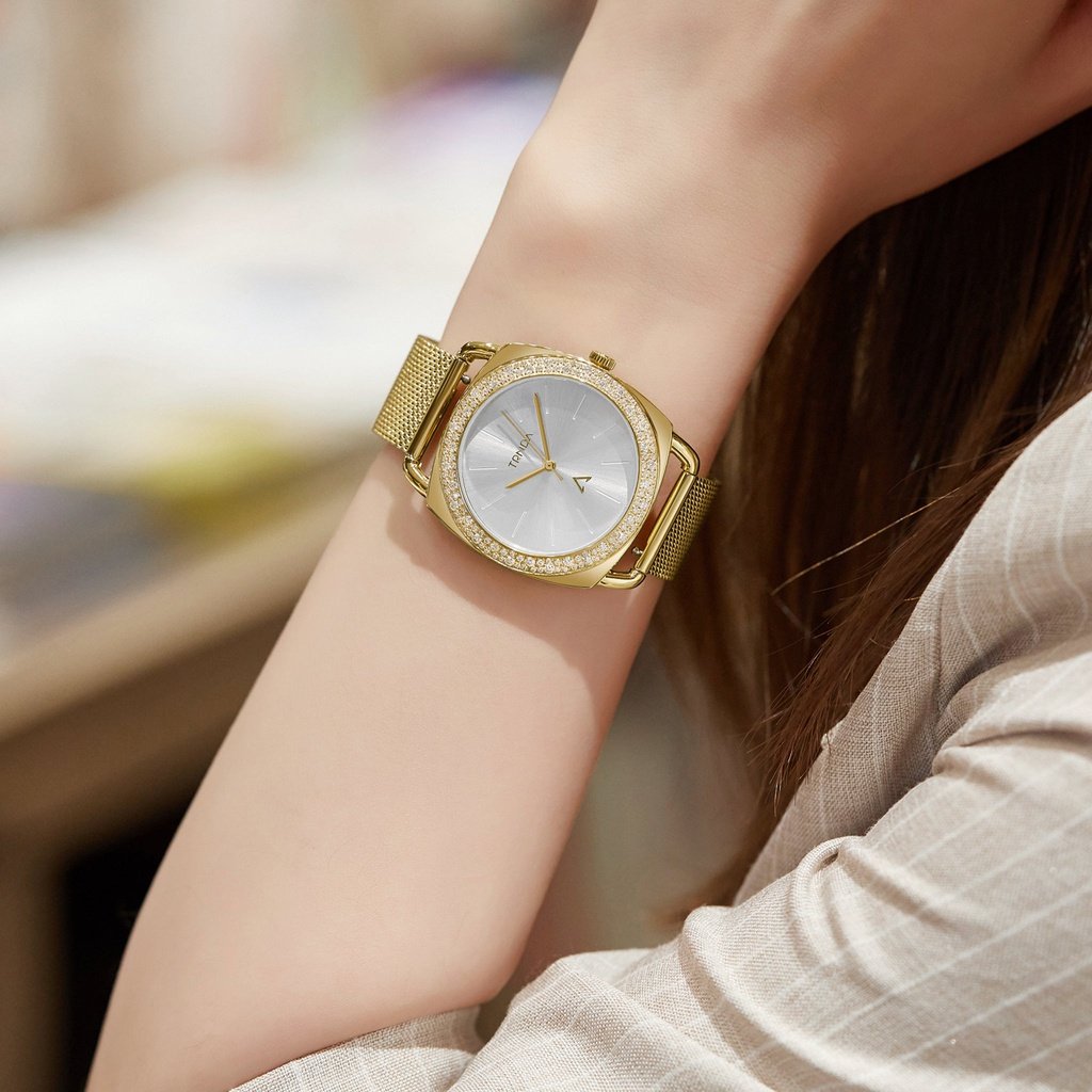 Trnda Women's Gold Stainless Steel Watch, Silver Dial | Trn-W35g