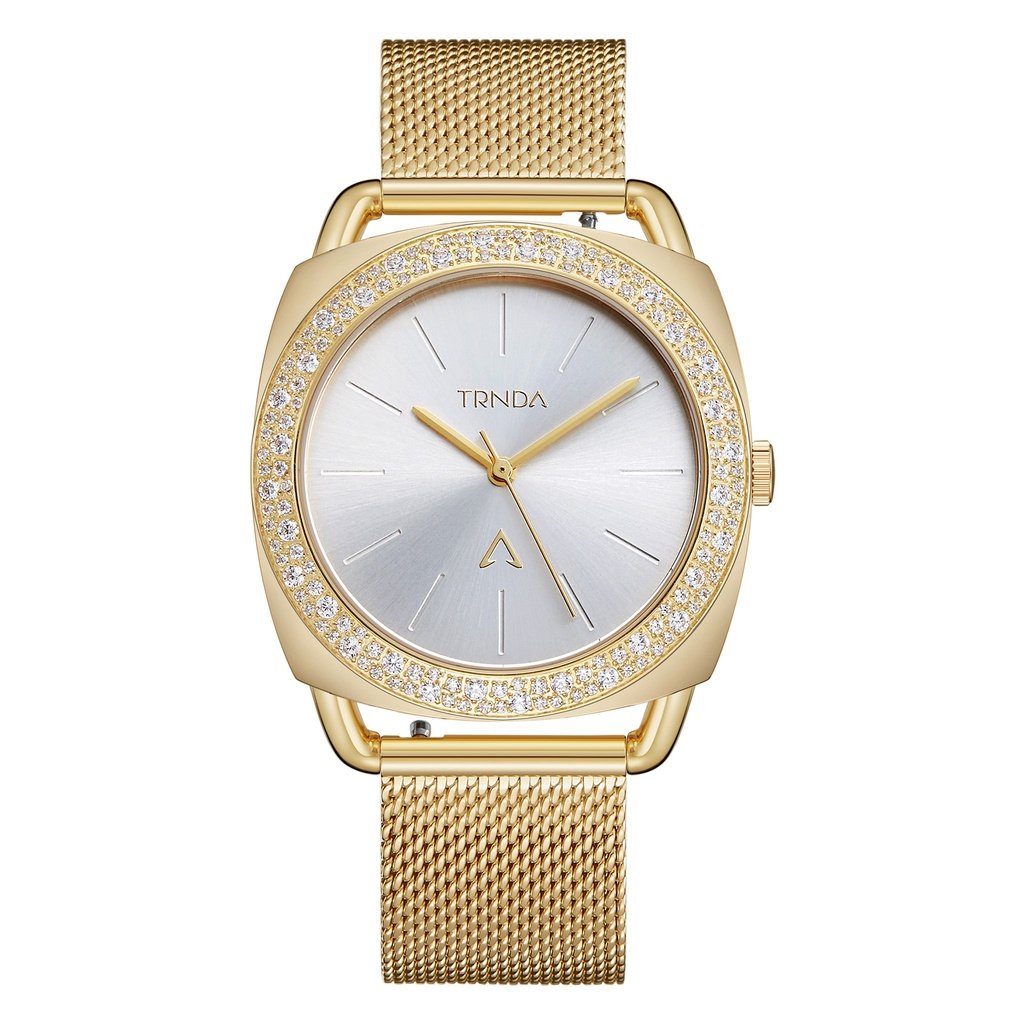 Trnda Women's Gold Stainless Steel Watch, Silver Dial | Trn-W35g