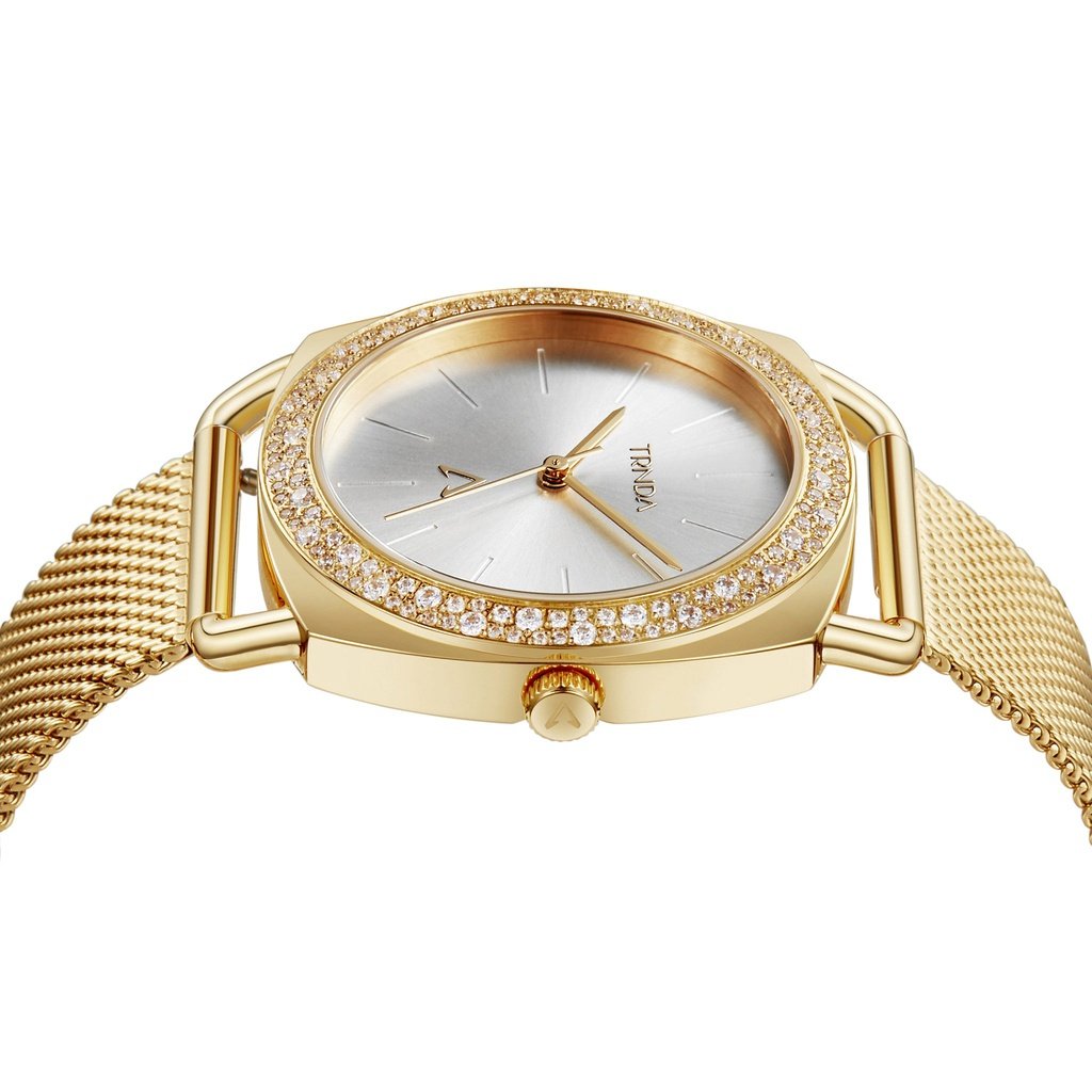 Trnda Women's Gold Stainless Steel Watch, Silver Dial | Trn-W35g